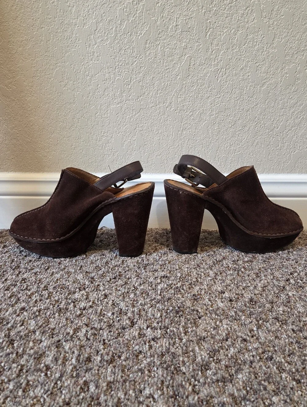 Michael Kors “Quincy” Women’s Brown Suede Platform Slingback Heels Clogs-Size 9M